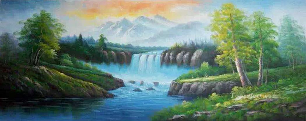 Waterfall in Summer BR Landscape Oil Paintings